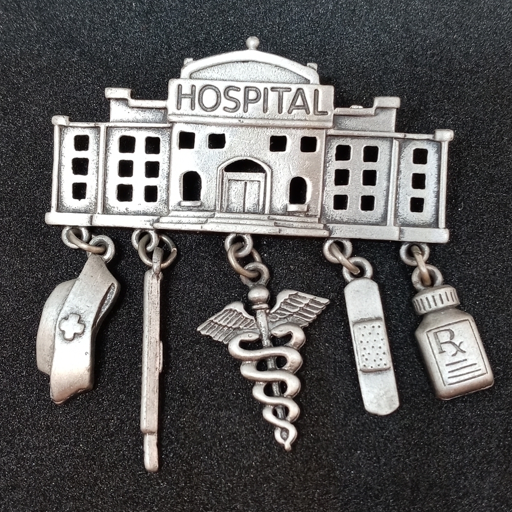 Vintage Metal Hospital brooch